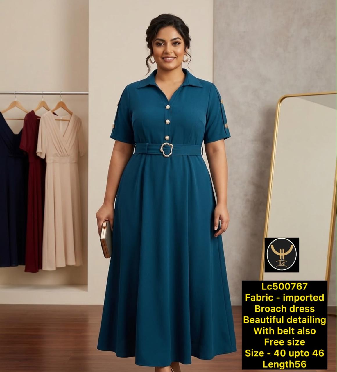 Elegant Plum Notch-Collar Brooch Maxi Dress