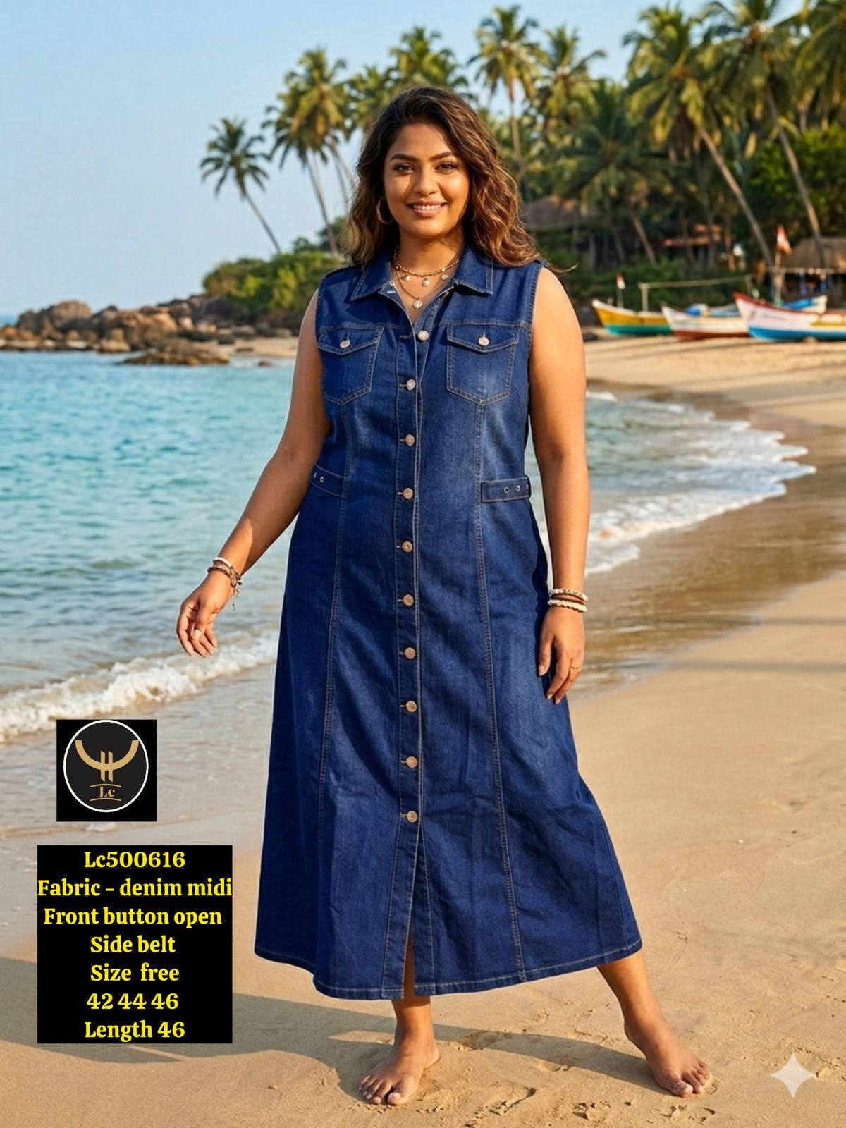 Modern Blue Denim Midi Dresses