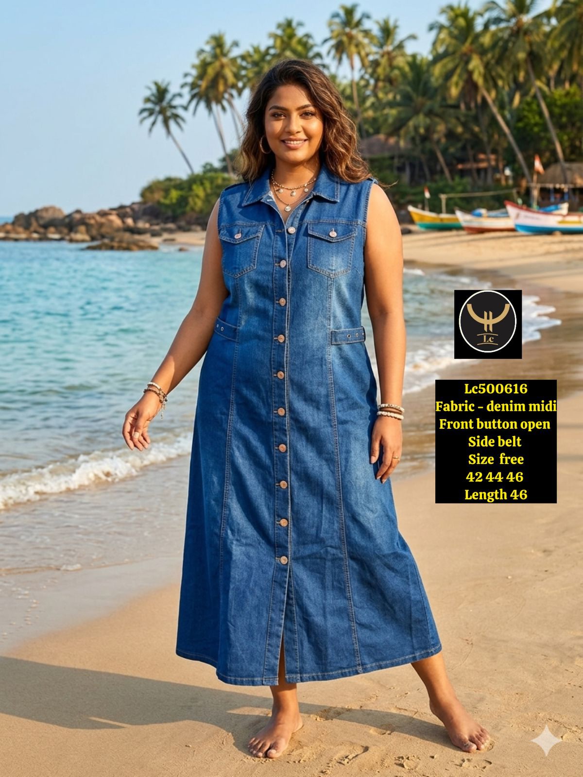 Modern Blue Denim Midi Dresses