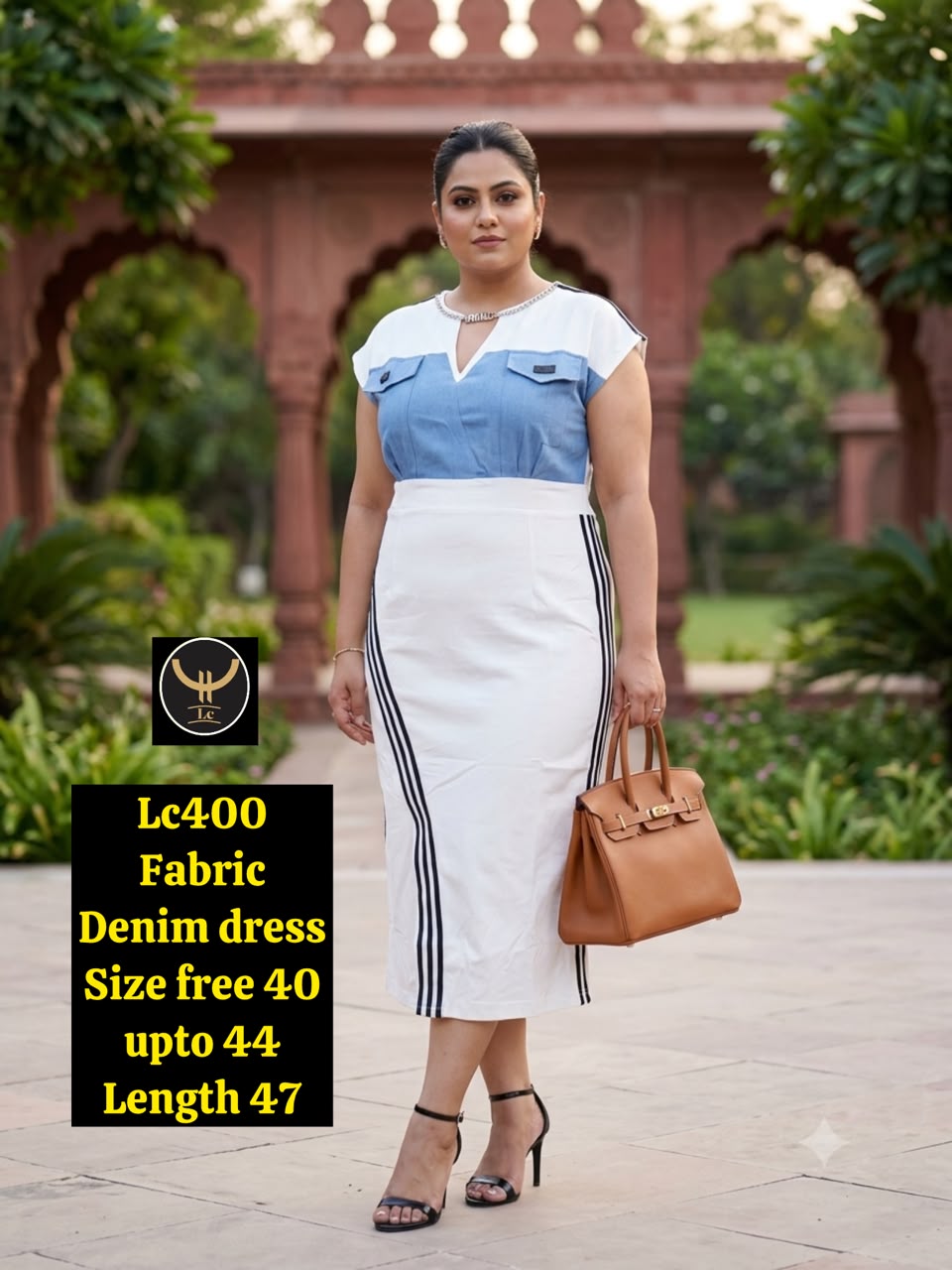 Vintage  Denim Fit & Flare Midi Dress