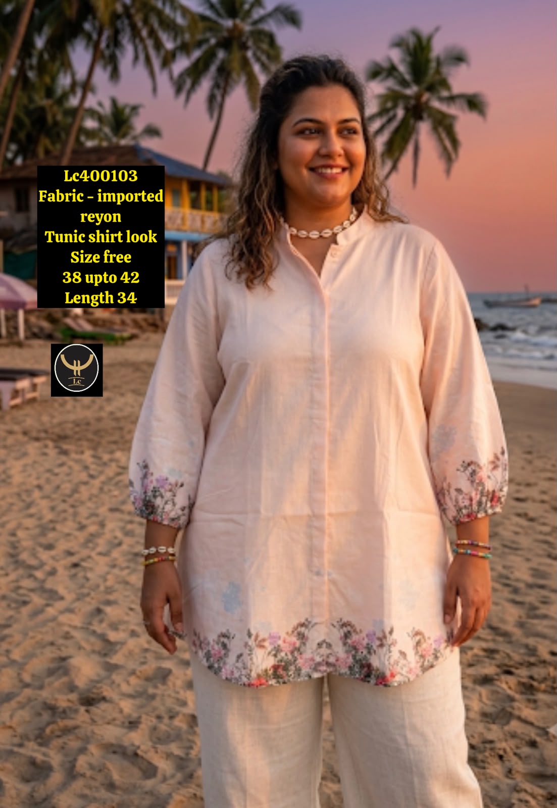 Women's Classic Button-Down Cotton Tunic Shirt with Long Sleeves