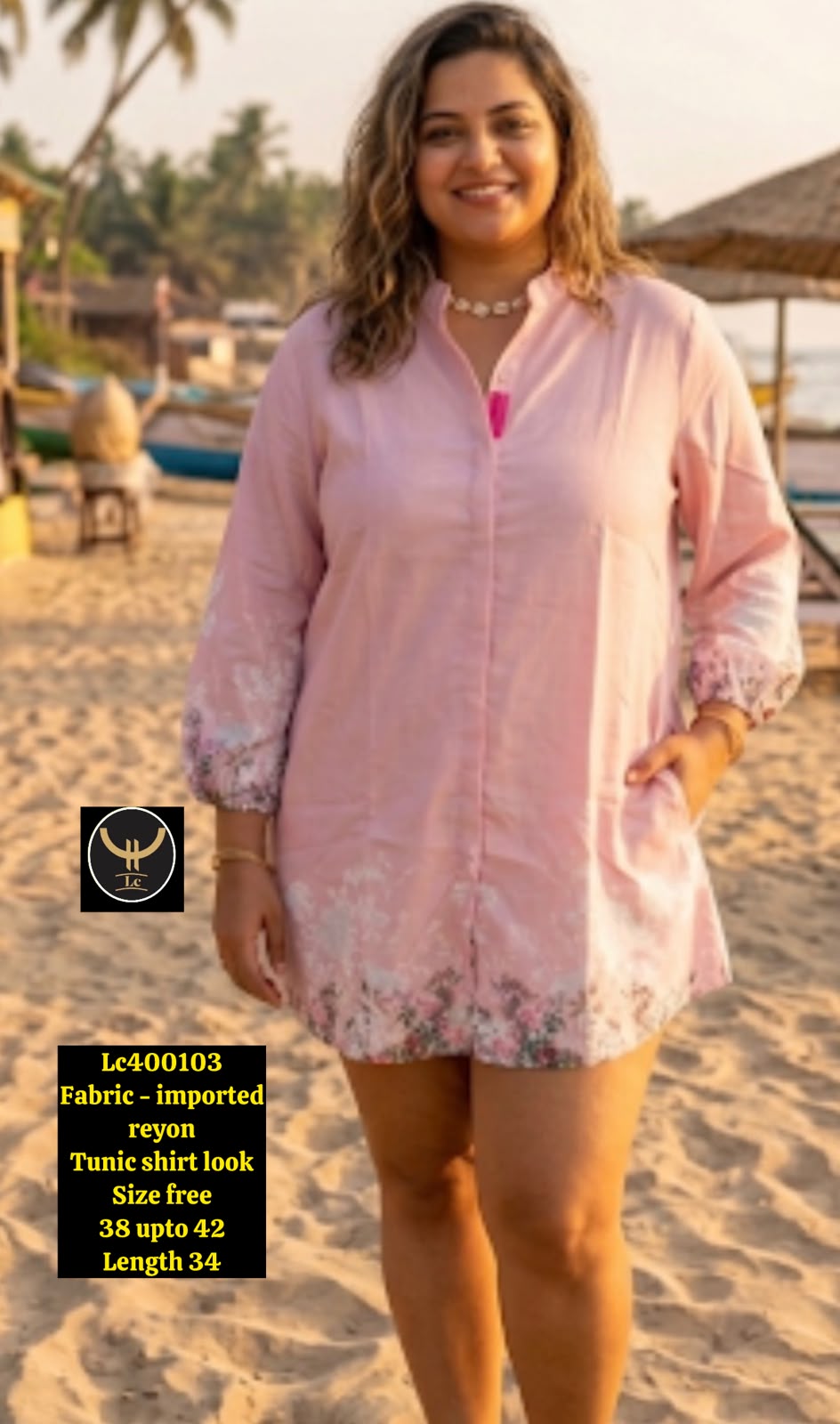 Women's Classic Button-Down Cotton Tunic Shirt with Long Sleeves