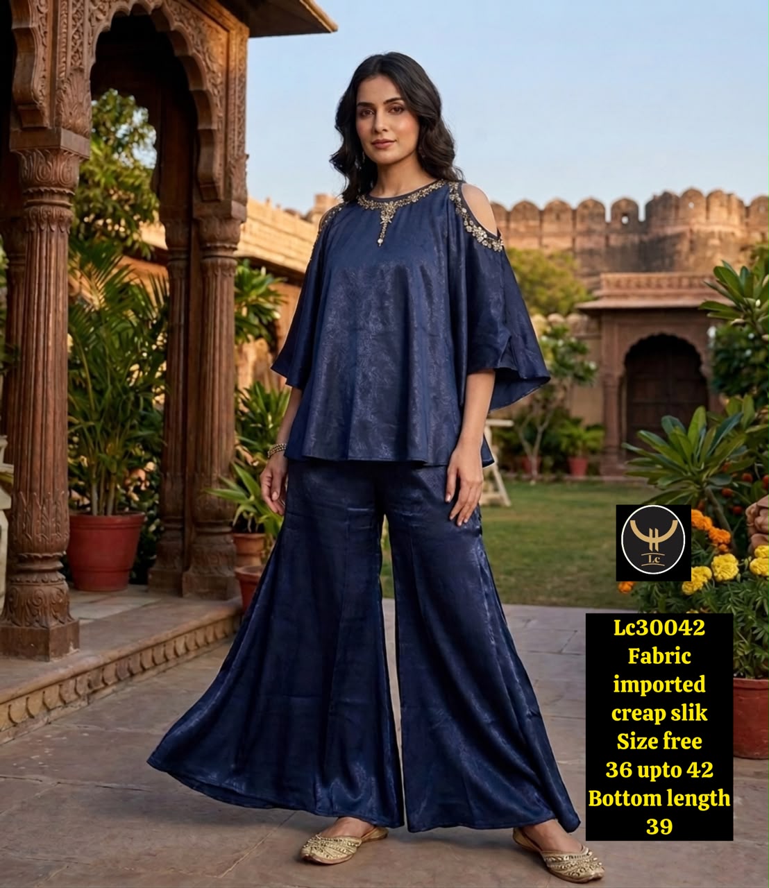 Lightweight  Kaftan & Flared Palazzo 2-Piece Set