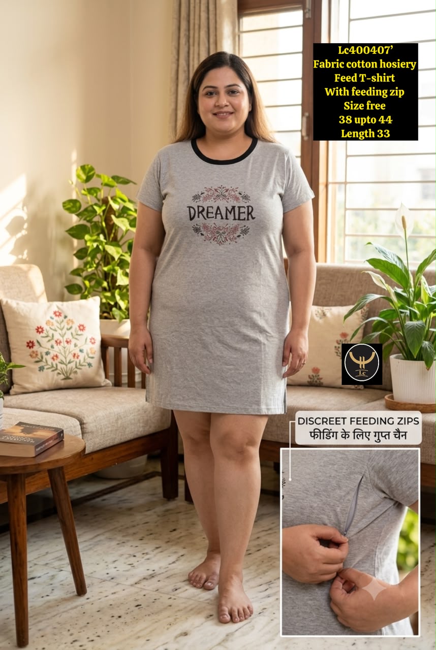 Comfortable Cotton Lycra Maternity tshirt  with Easy Feeding Access