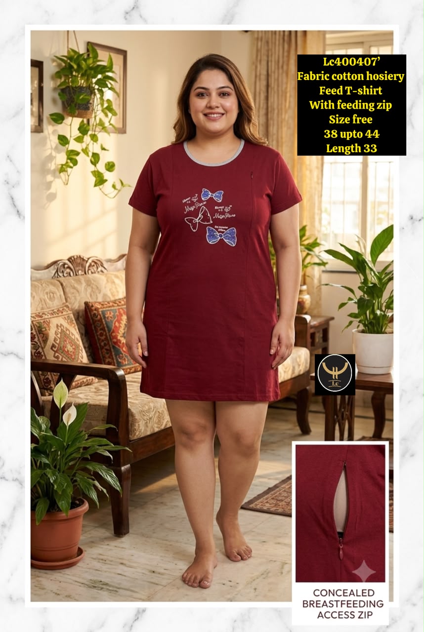 Comfortable Cotton Lycra Maternity tshirt  with Easy Feeding Access