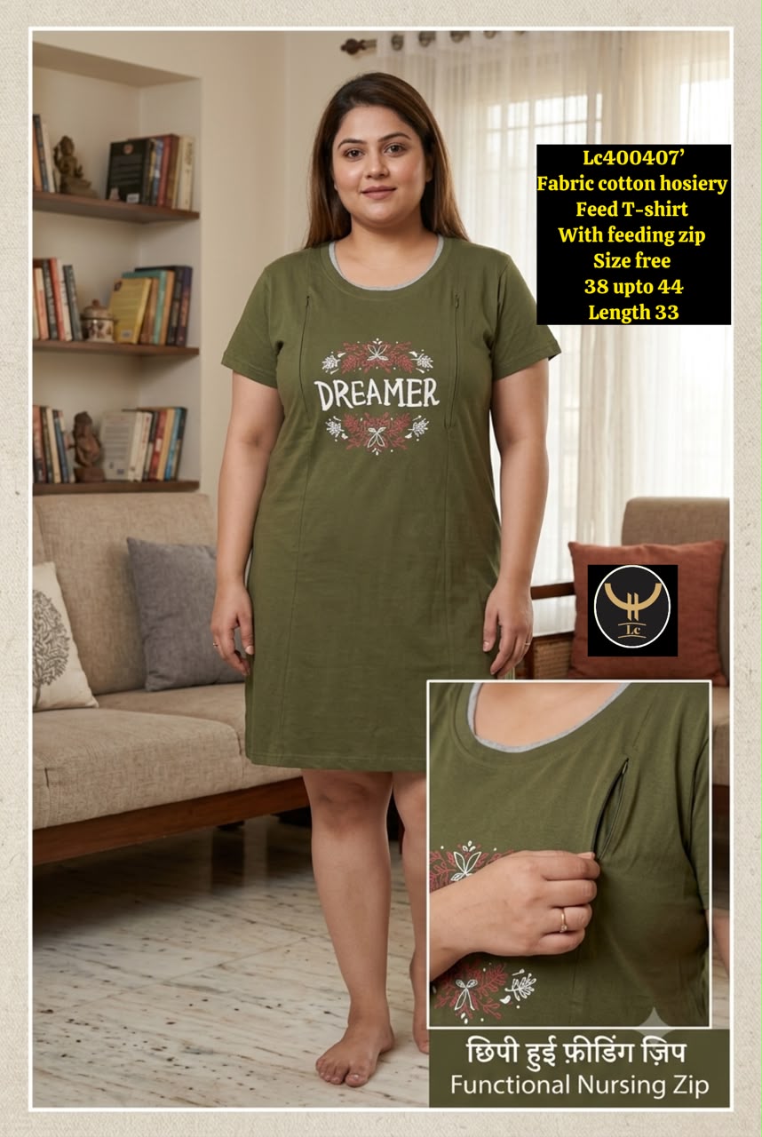 Comfortable Cotton Lycra Maternity tshirt  with Easy Feeding Access