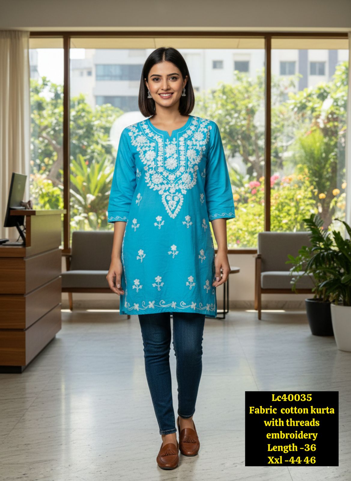 KURTA WITH THREADS EMBROIDERY