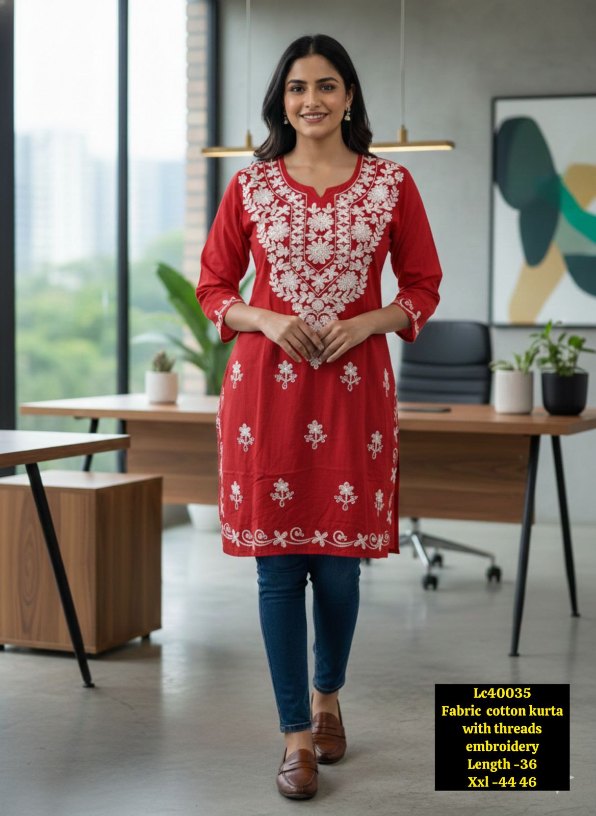 KURTA WITH THREADS EMBROIDERY