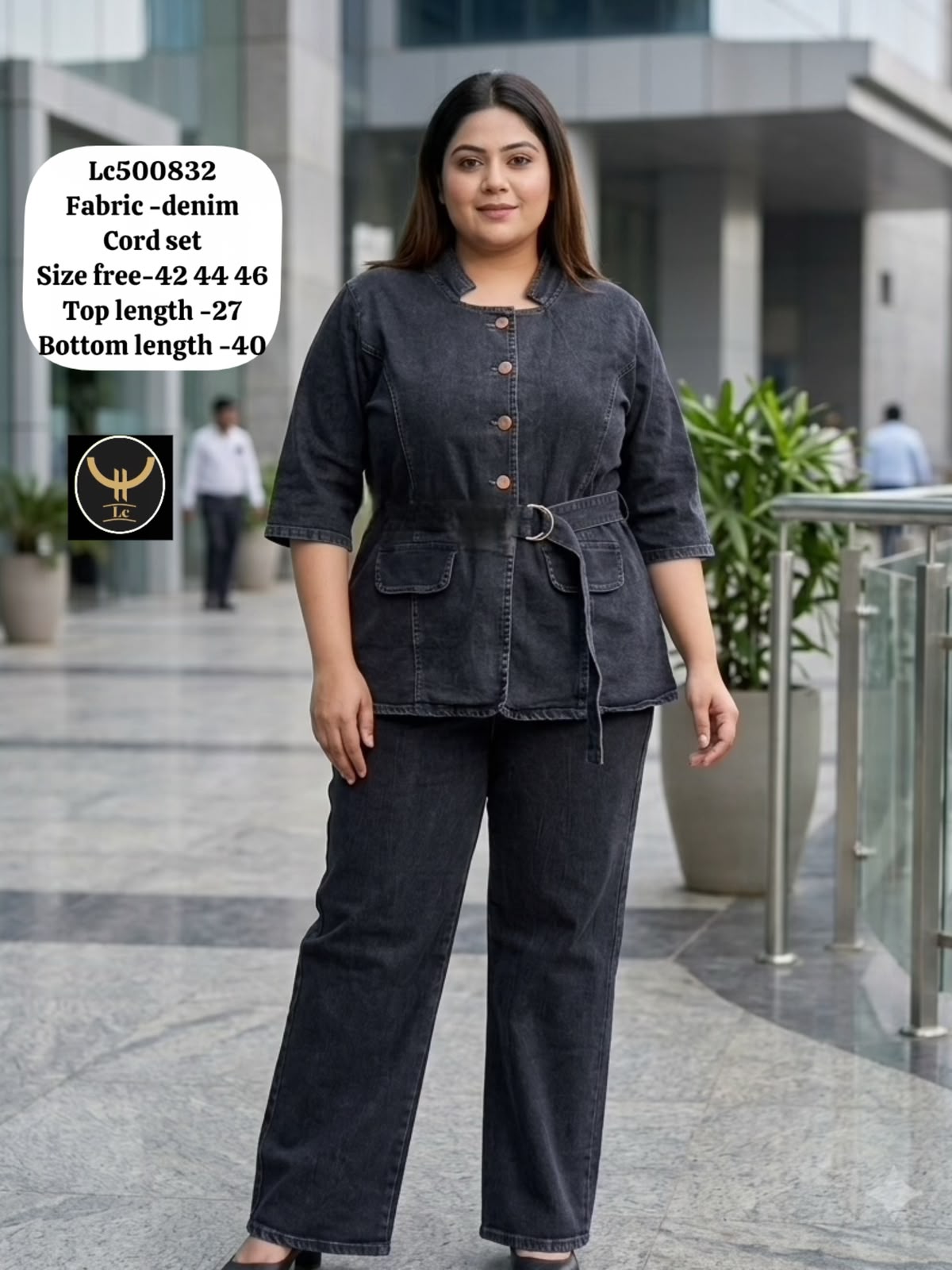 Stylish Belted Denim Co-Ord Set 