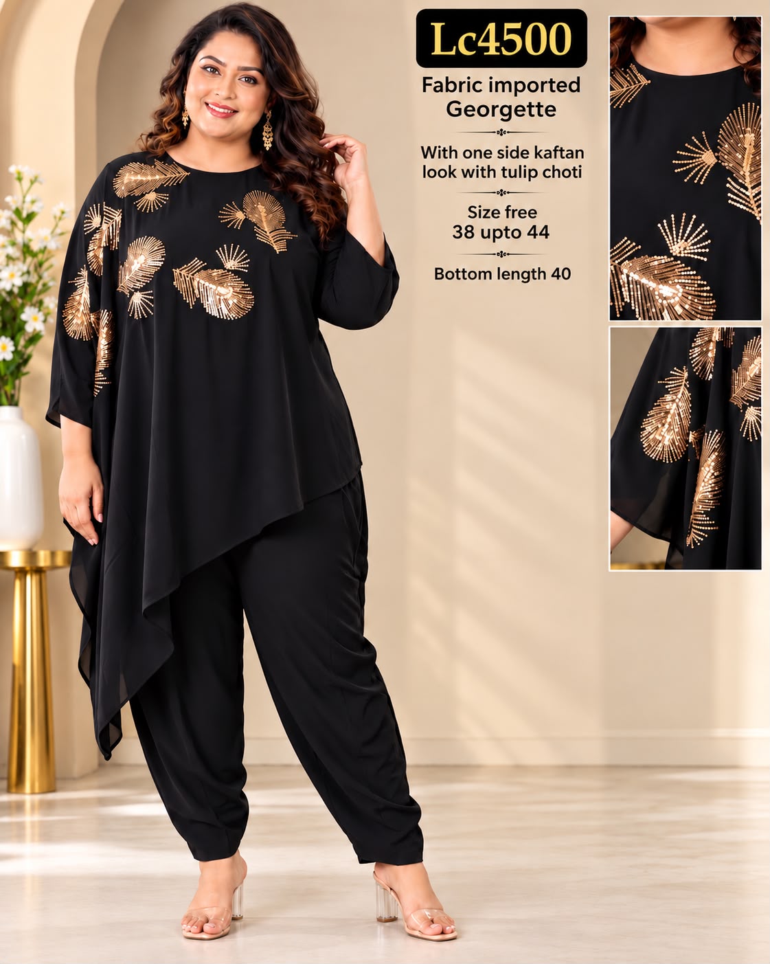 Trendy Imported Georgette Kaftan Top & Tulip Pant Co-Ord Set