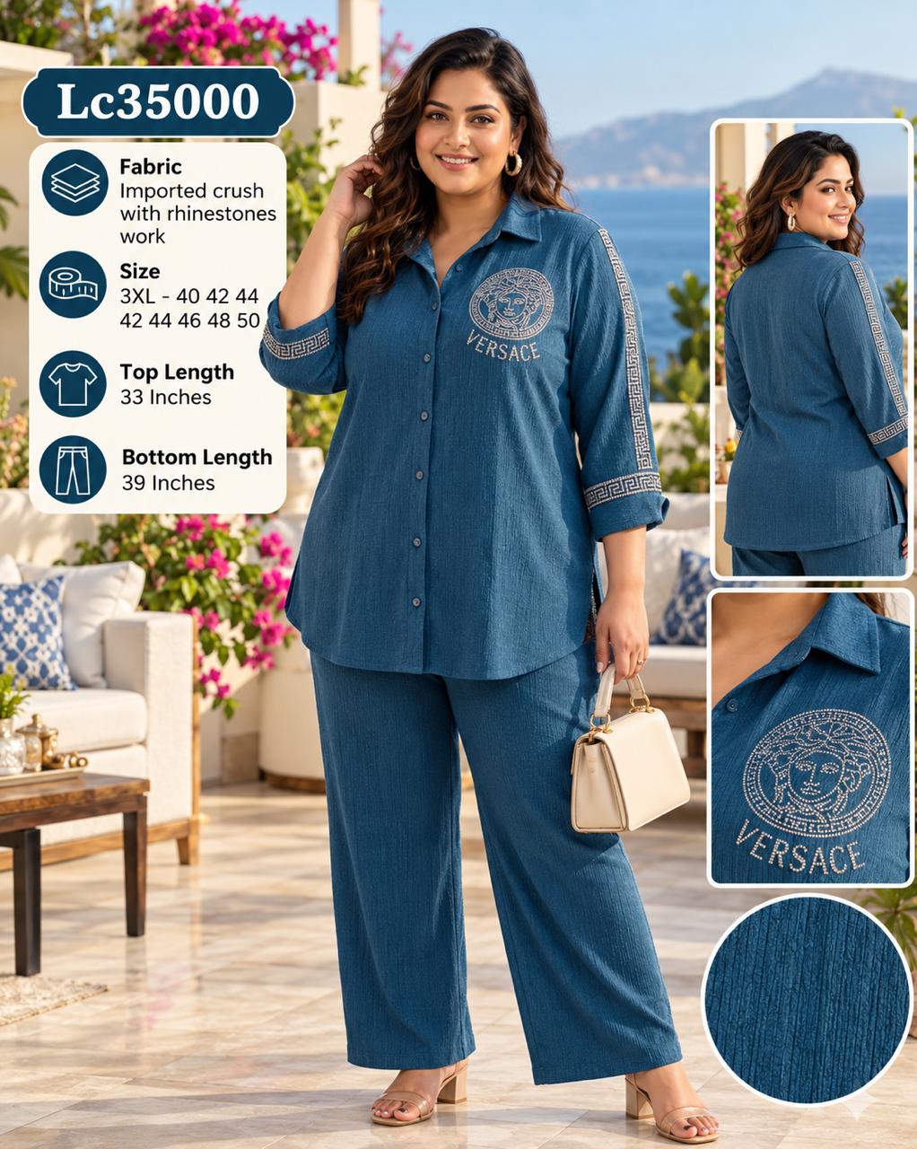 Elegant Imported Crush Work Top Set with Sparkling Rhinestones