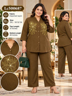 Women's Plus Size Imported Rayon Floral Patch Co-Ord Set