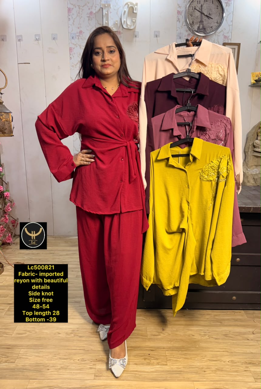 Chic Imported Rayon Side-Knot Co-Ord Set 