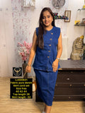 Stylish Pure Denim Asymmetric Skirt Co-Ord Set 