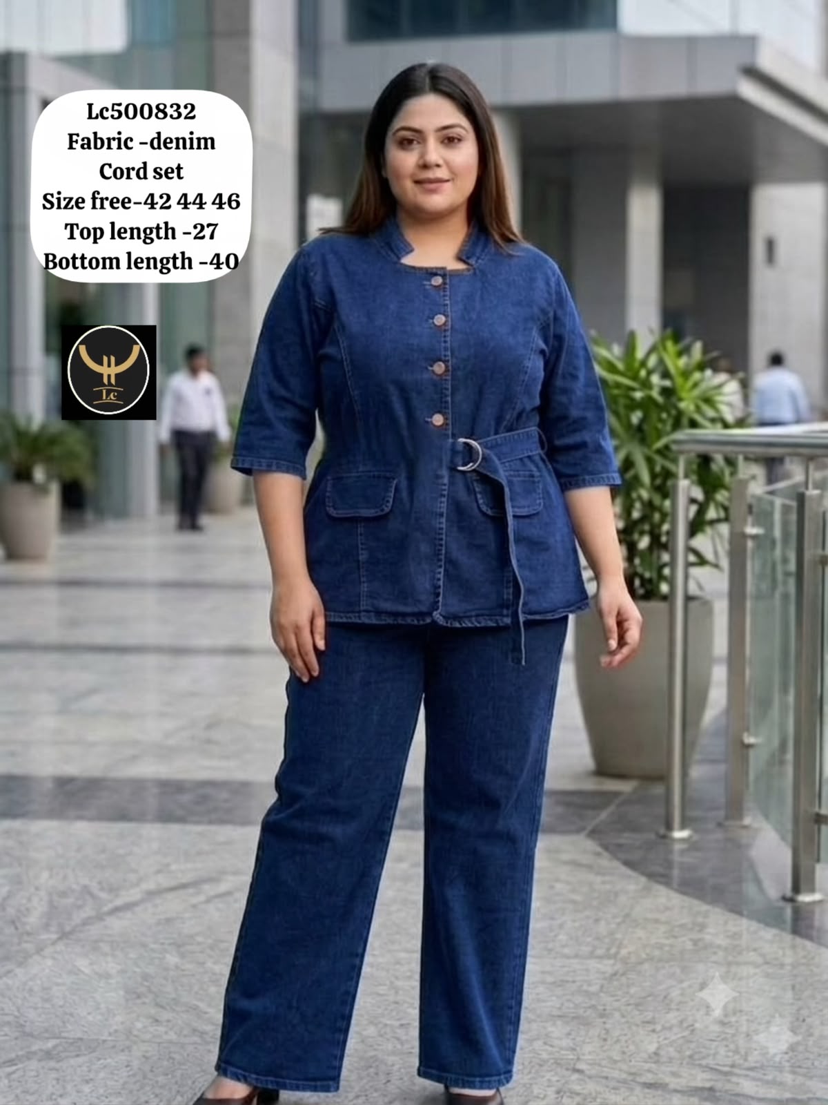 Stylish Belted Denim Co-Ord Set 