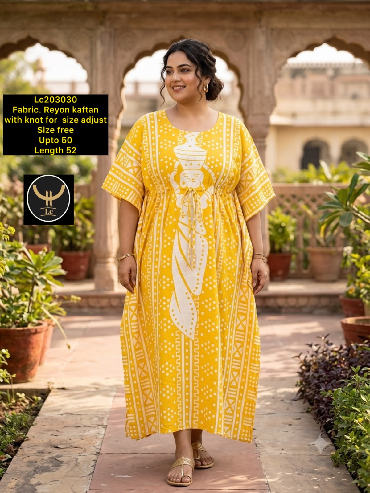 Rayon Kashmiri Embroidered V-Neck Nighty / Loungewear Kaftan Dress