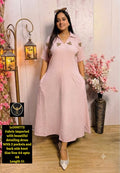 Collared Maxi Dress with Embellished Motif Detailing & Pockets