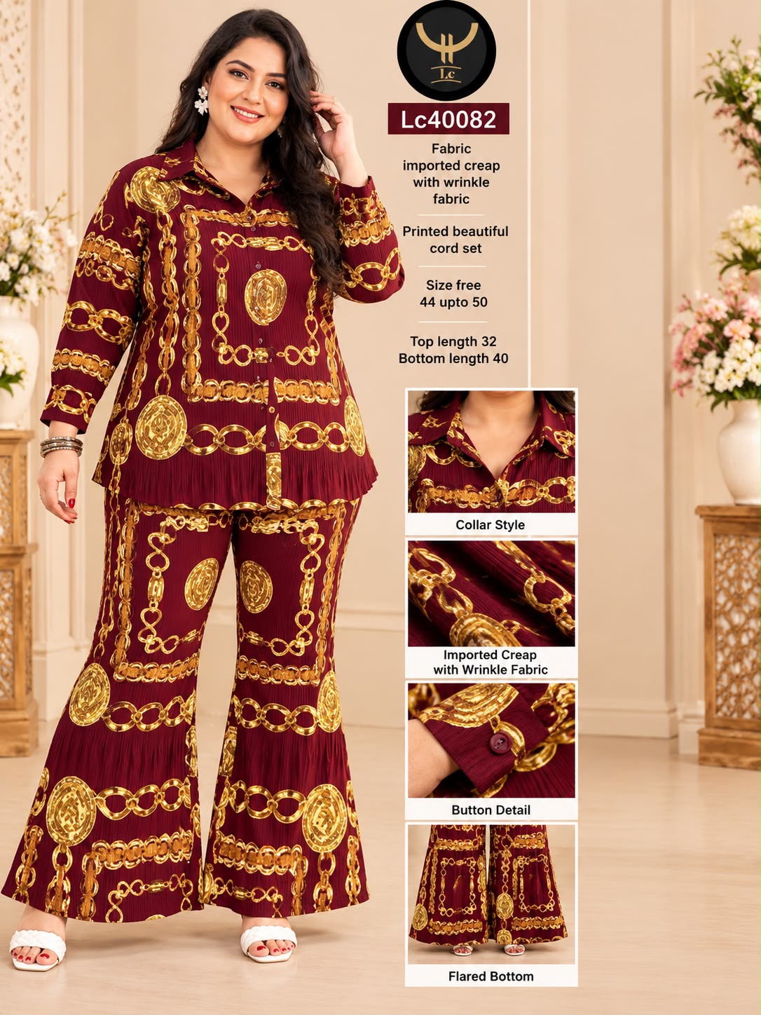 Premium Imported Wrinkle Crepe Cord Set