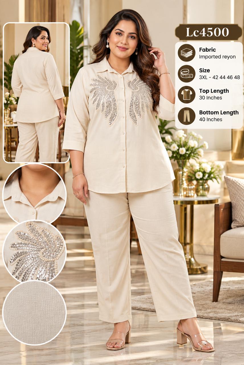 Women's Designer Cut Dana & Pearl Handwork Rayon Top & Bottom Set