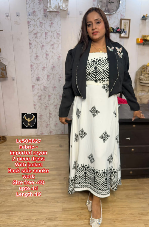 Chic 2-Piece Imported Rayon Maxi Dress with Matching Jacket 