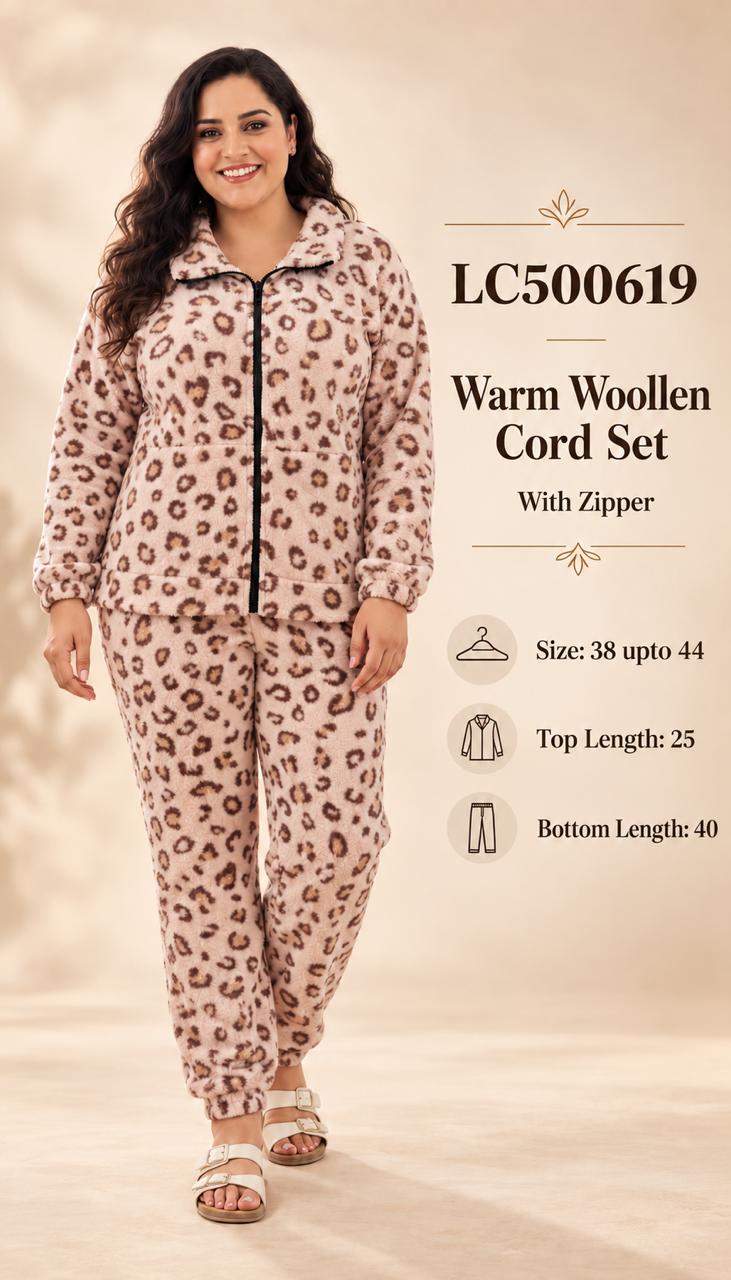 Stay warm, stay stylish with our super-soft Leopard Woollen Cord Set 💗