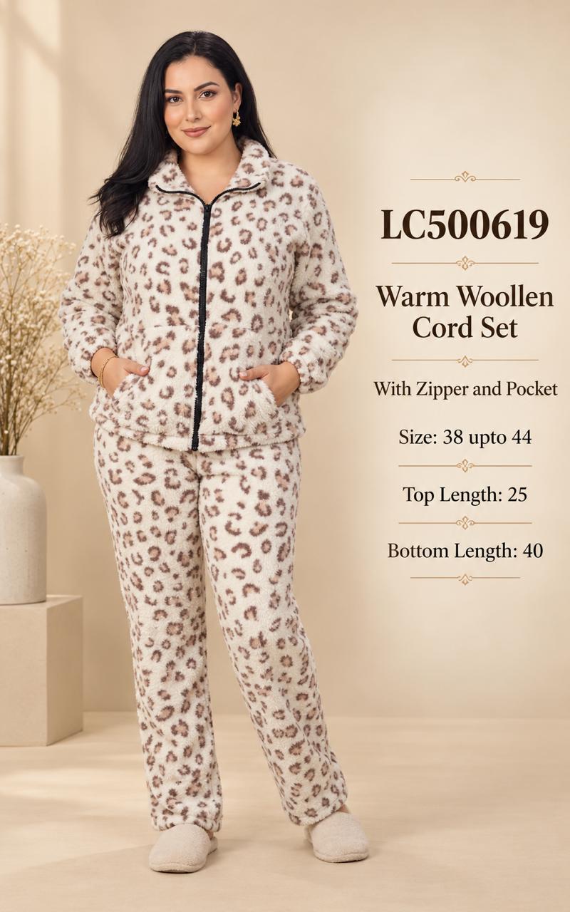 Stay warm, stay stylish with our super-soft Leopard Woollen Cord Set 💗