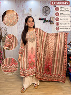 Elegant Gajji Silk Printed 3-Piece Suit Set 