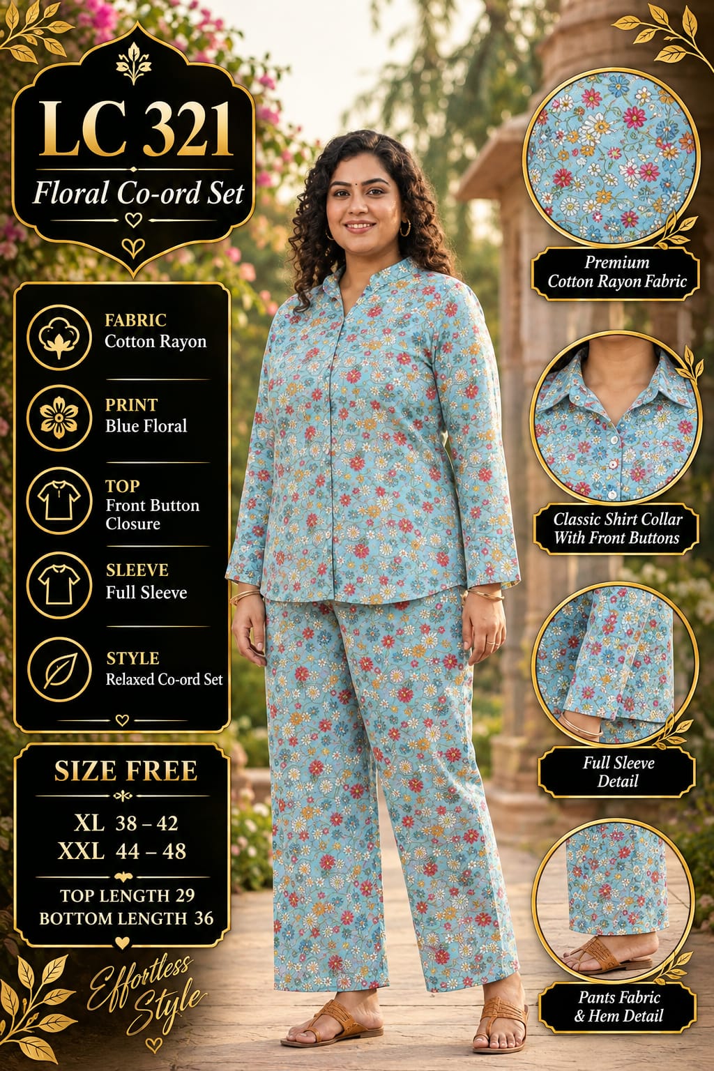 Daily rinted Front-Open Casual Co-ord Set