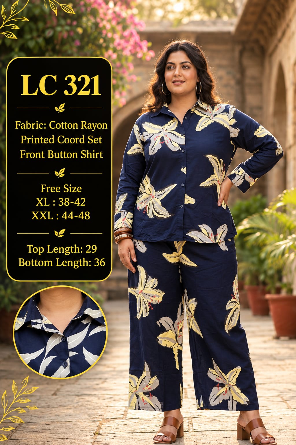 Daily rinted Front-Open Casual Co-ord Set