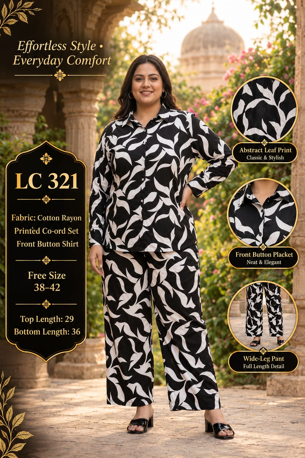 Daily rinted Front-Open Casual Co-ord Set