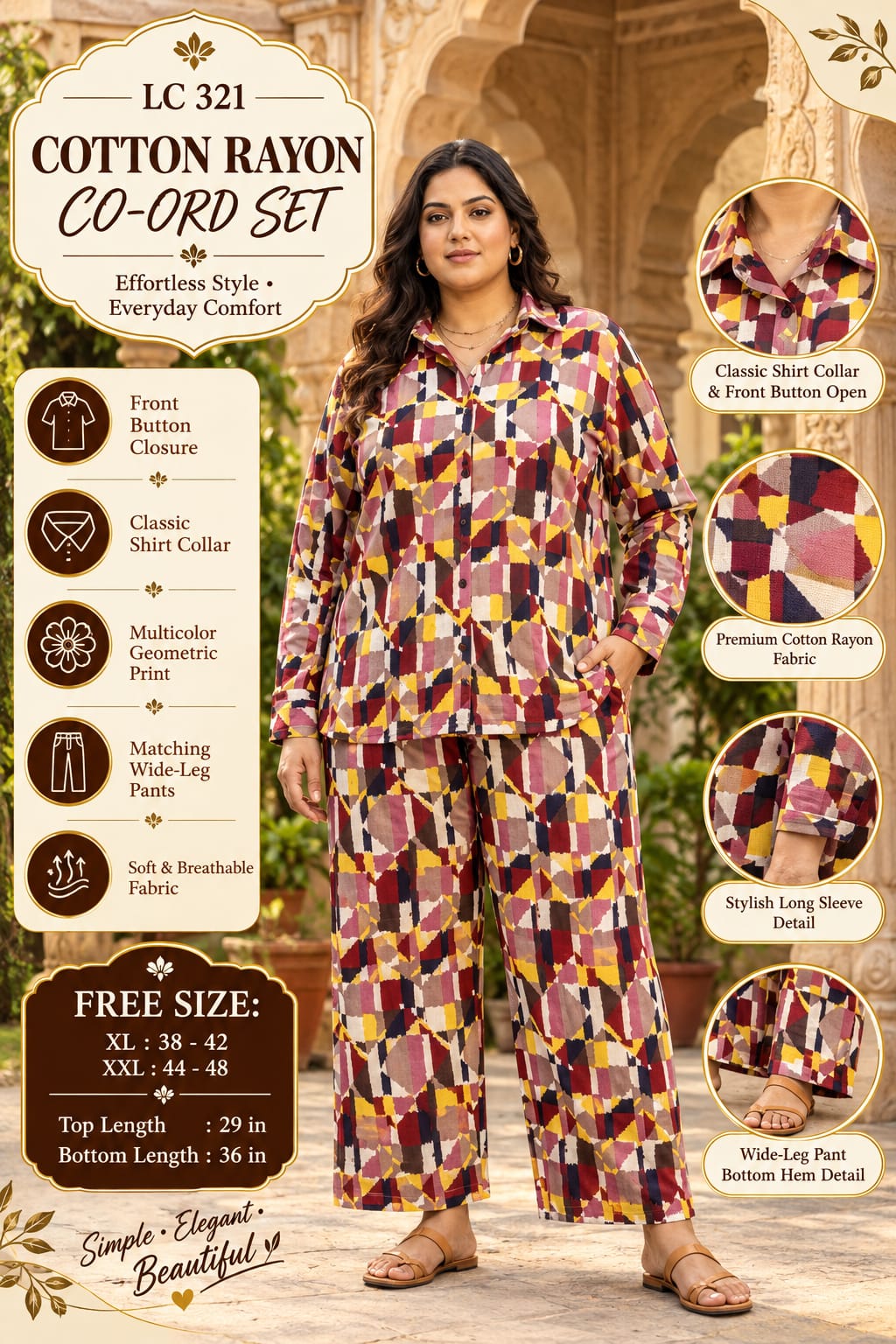Daily rinted Front-Open Casual Co-ord Set
