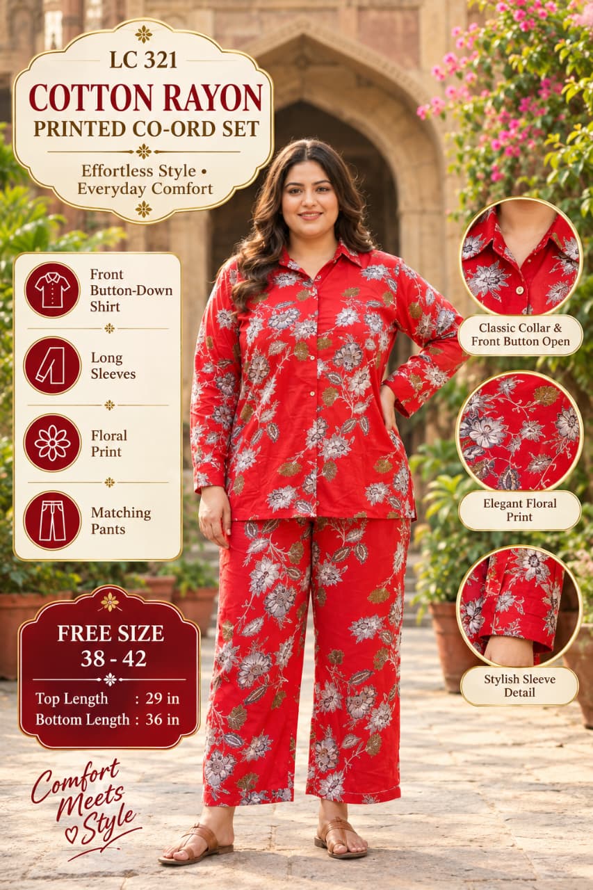 Daily rinted Front-Open Casual Co-ord Set