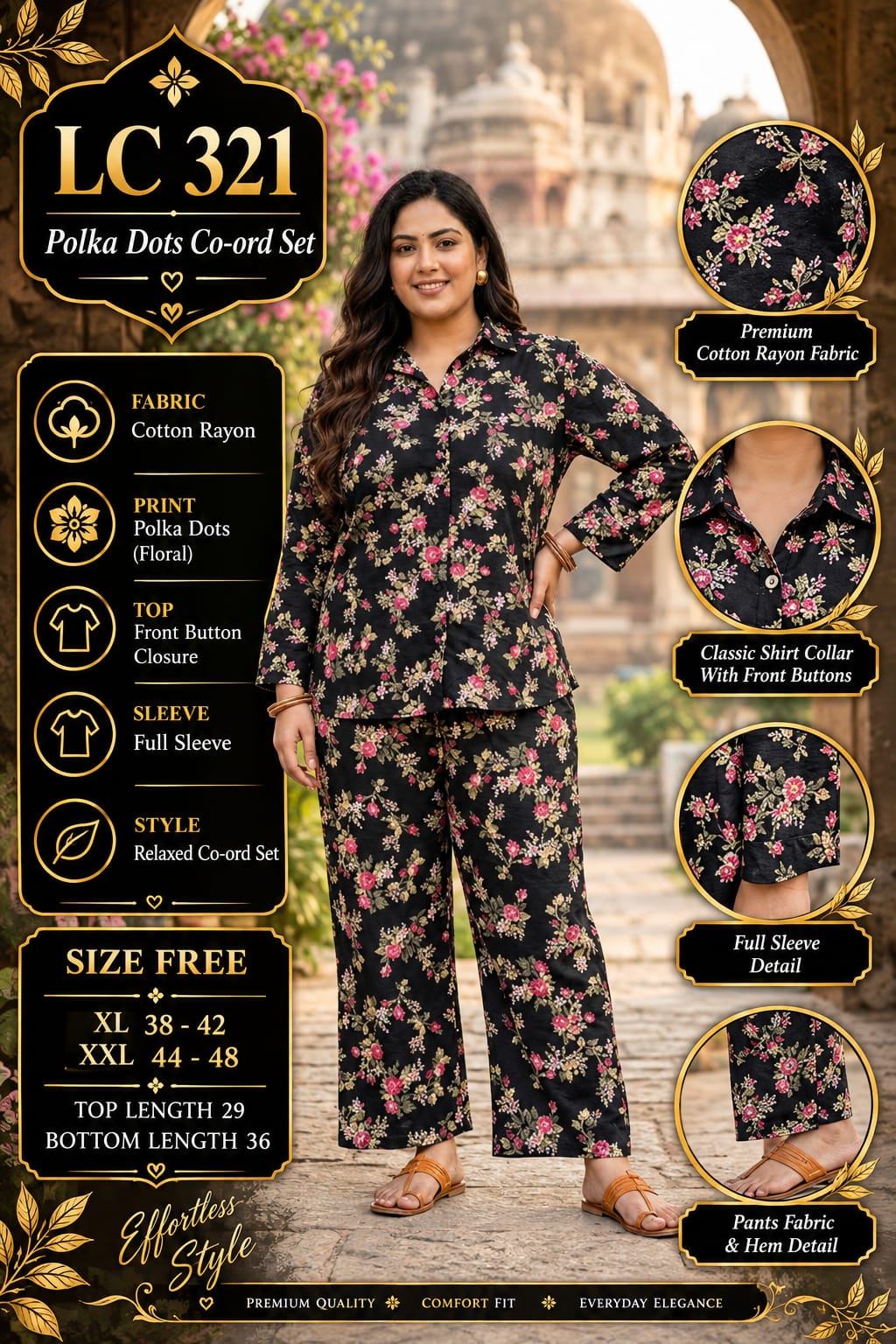 Daily rinted Front-Open Casual Co-ord Set