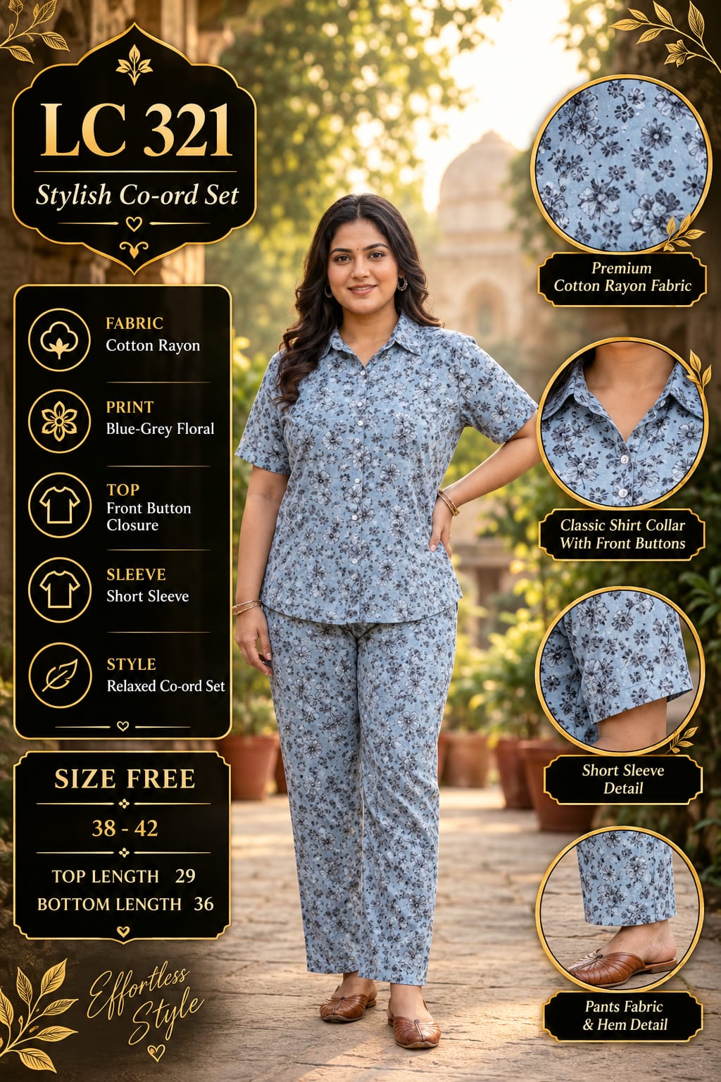 Daily rinted Front-Open Casual Co-ord Set