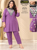 Traditional Cold-Shoulder Real Mirror Yoke Tunic & Trouser Pant Set