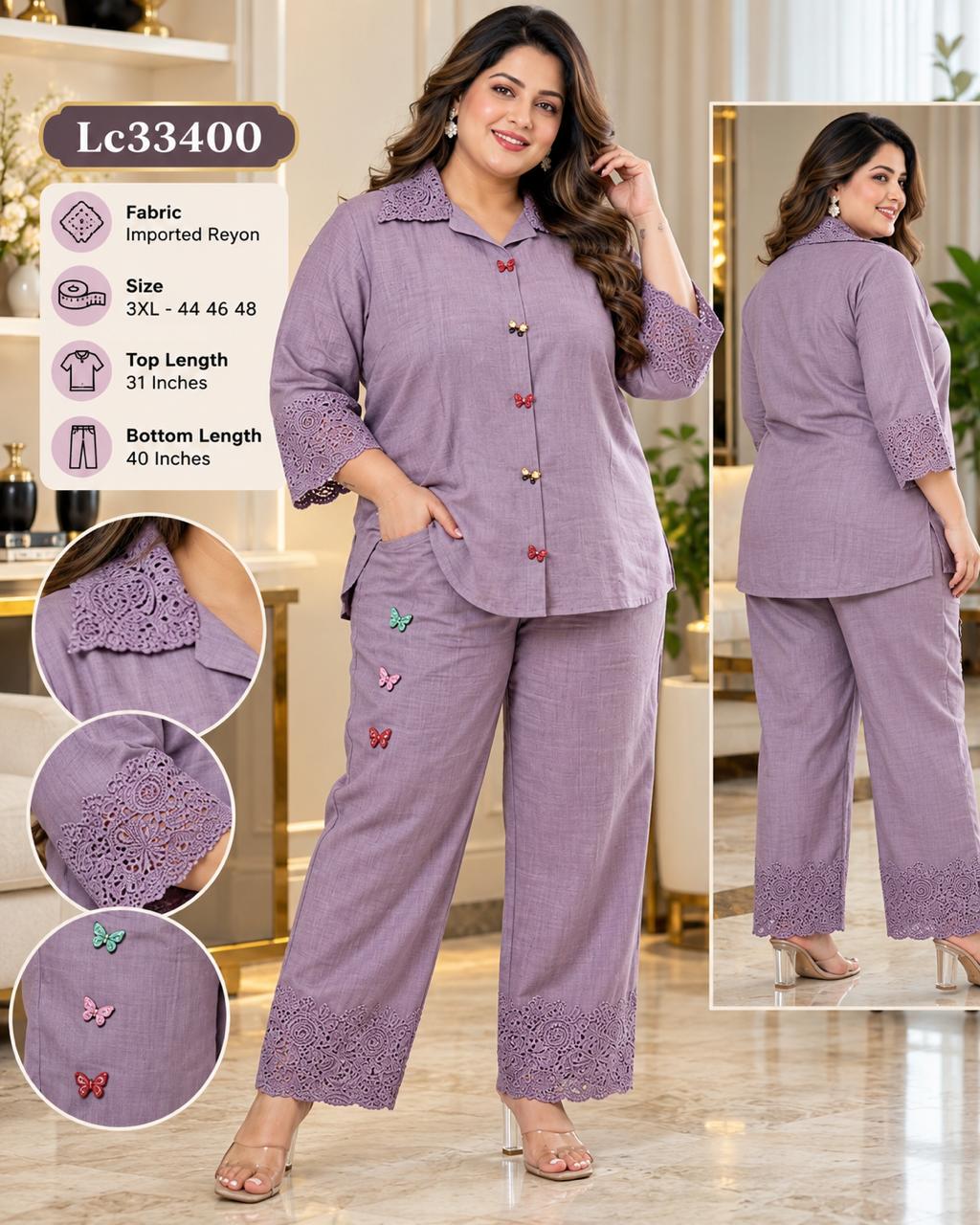 Premium Imported Linen Butterfly Co-Ord Set for Women