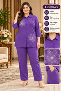 Women's Plus Size Imported Rayon Floral Patch Co-Ord Set