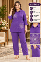 Women's Plus Size Imported Rayon Floral Patch Co-Ord Set