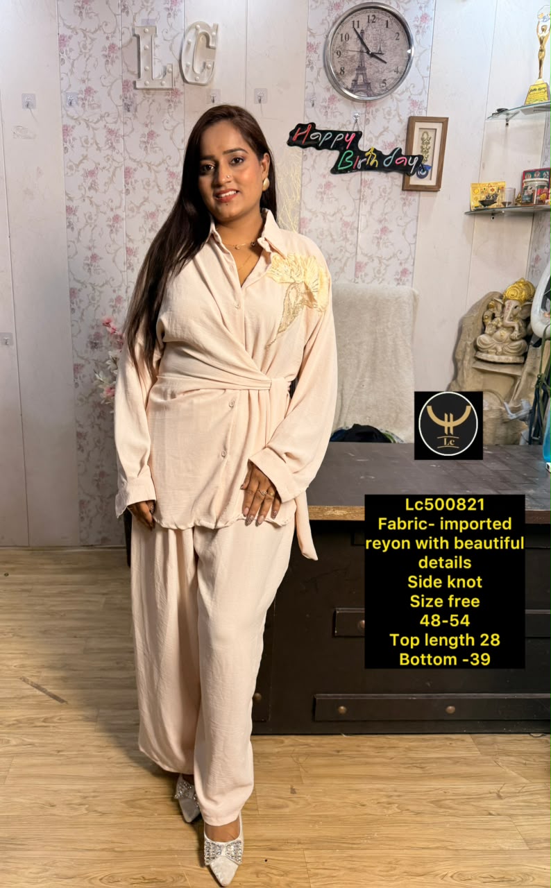 Chic Imported Rayon Side-Knot Co-Ord Set 